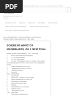 Scheme of Work For Mathematics Jss 1 First Term