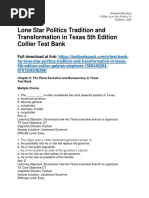 Lone Star Politics Tradition and Transformation in Texas 5th Edition Collier Test Bank Download