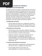 Análisis de Puestos de Trabajo y Descripciones de Funciones