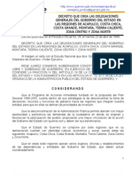 Decreto de Las Delegaciones de Las Diferentes Zonas Del Estado de Guerrero