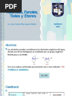 Presentación 20 - 2023. Alcoholes, Fenoles, Tioles y Éteres