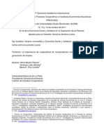 La Experiencia de Cooperativas de Recuperadores Como Fuente Genuina de Generación de Empleo.