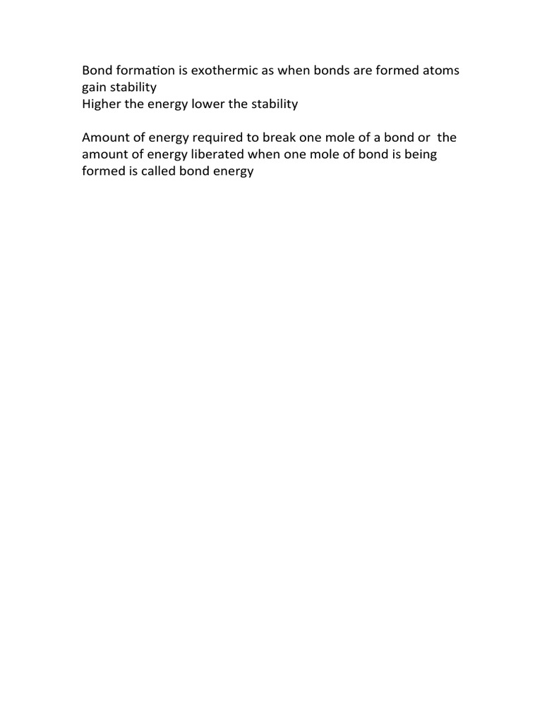 Bond Formation Is Exothermic As When Bonds Are For | PDF