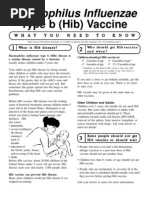 Type B (Hib) Vaccine: Haemophilus Influenzae