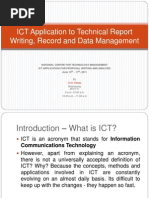 ICT Application To Technical Report Writing, Record