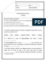 8° Ano Ciências - Avaliação Parcial I Unidade