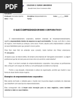 Ficha 3º Ano - Empreendedorismo Corporativo