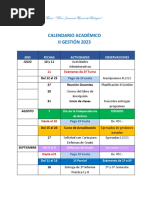 Calendario Académico I I Gestión 2023