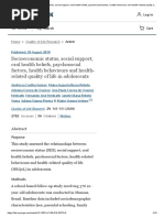 Socioeconomic Status, Social Support, Oral Health Beliefs, Psychosocial Factors, Health Behaviours and Health-Related Quality of Life in Adolescents