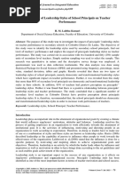 The Impact of Leadership Styles of School Principals On Teacher Performance