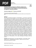 Evidence Based Strategies For Effective Deployment, and Utilisation of New Media For Educational Purposes by Nigerian University Students