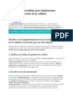 8 Lecciones Aprendidas para Implementar Proyectos de Gestión de La Calidad