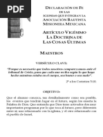 Artículos de Fe. Lección 20. Las Cosas Últimas. Maestros. 050421. 