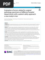 Evaluation of Errors Related To Surgical Pathology Specimens of Different Hospital Departments With A Patient Safety Approach: A Case Study in Iran