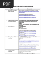 Resource Checklistfor Food Technology