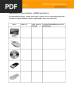 Worksheet 1 Input, Output and Storage Devices