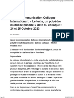 Appel À Communication Colloque International Le Texte, Un Polyèdre Multidisciplinaire Date Du Colloque 24 Et 25 Octobre 2023