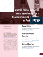 El Arriendo Formal e Informal Como Nueva Frontera de La Financiarizacion de La Vivienda en AL