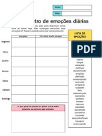 Azul Amarelo e Rosa Simples Pautado Registro de Emoções Diárias Aprendizagem Socioemocional Folha de Atividades