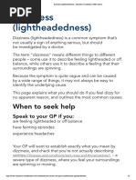 Dizziness (Lightheadedness) - Illnesses & Conditions - NHS Inform