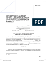 Convocatoria A Asamblea General Mediante Publicación en Un Periódico de Circulación Nacional