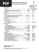 Cummins K19 Auxiliary General Engine Data