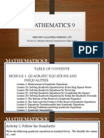 G9 Math - M1 - 2D - Solving Quadratic Equations by Using Quadratic Formula