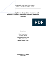 The Relationship Between Heavy Alcohol Consumption and Workplace Performance of Working-Class Adults in Barangay Poblacion I