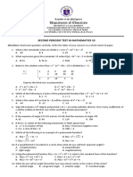 Second Periodical Ttest in Math 10 Edited