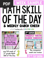 3rd Grade Math Skill of The Day Week 1