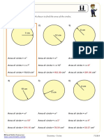 Worksheet g7 Cazoom Math. Circles. Area of Circles. Answers