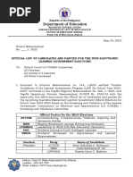 Memo Official List of Candidates of SPG Election