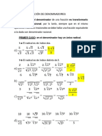 Racionalización de Denominadores