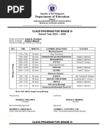 Class Prog and Schedule