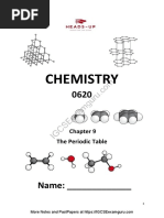 IGCSE Chemistry A - Notes Chapter 9 - The Periodic Table