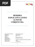 Memoria Explicativa Electrificación Loteo Altos Cobquecura