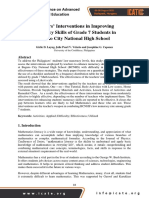 Teachers' Intervention in Improving Numeracy Skills of Grade 7 Students