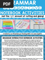 Grammar Interactive Notebook Cover and Information