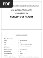 Lesson Plan On Concepts of Health