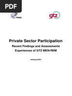 Private Sector Participation - PSP Experiences GTZ