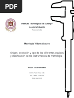 Origen, Evolucion, Tipo y Clasificacion de Los Intrumentos de Medicion en La Metrologia