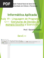 Aula 19 - Linguagem de Programação C++ - Estruturas de Multipla Escolha e Exercícios