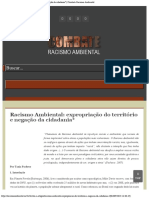 Racismo Ambiental Expropriação Do Território e Negação Da Cidadania Combate Ra