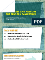 EGF 4013 - TOPIC 4 - Methods & Techniques For Sensory Evaluation