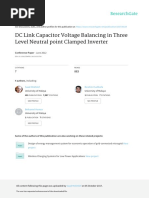 DC Link Capacitor Voltage Balancing in Three Level Neutral Point Clamped Inverter