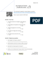 Les Repas en France Feuille de Route