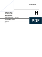 Gcse Spanish Paper 3 Reading Specimen Mark Scheme