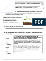 AVALIAÇÃO CIÊNCIAS o Solo e A Agricultura