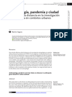 Antropología, Pandemia y Ciudad Notas Sobre La Distancia en La Investigación Antropológica en Contextos Urbanos