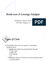 Break-Even & Leverage Analysis: Timothy R. Mayes, Ph.D. FIN 330: Chapter 12